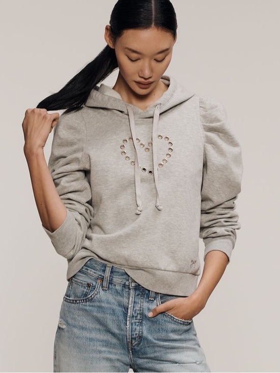Anthropologie Tops - ANTHROPOLOGIE Maeve Puff-Sleeve Grommet Heart Sweatshirt